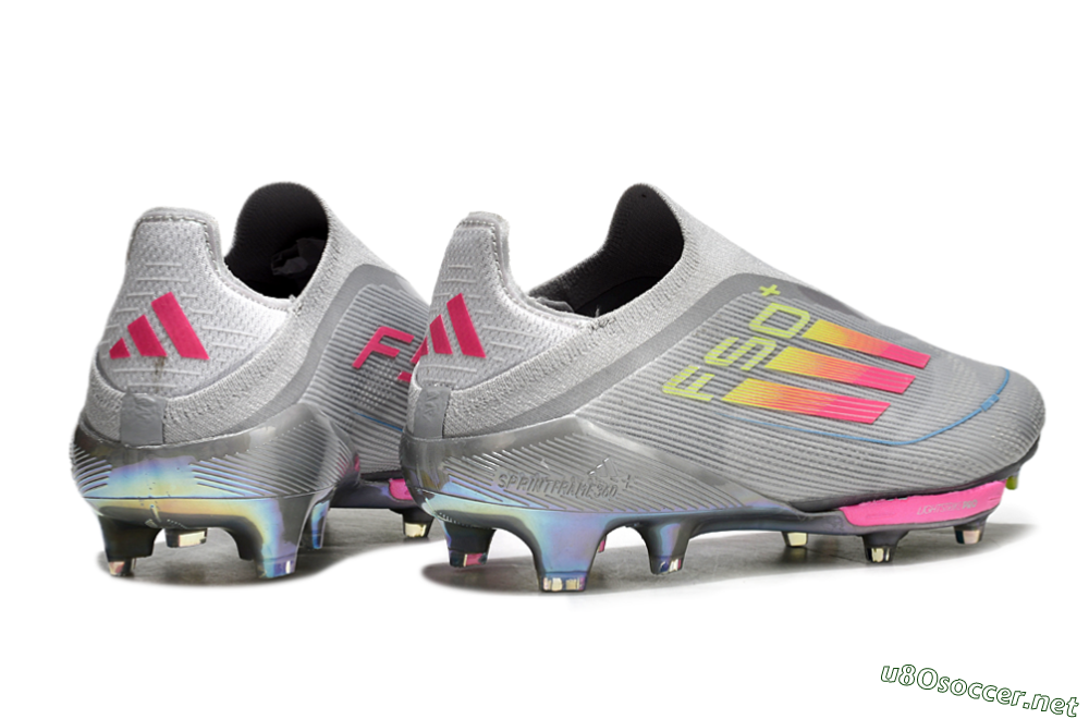 Men's Adidas F50+ Lightstrike Elite Laceless FG Football Boots - Grey/Pink/Yellow 6