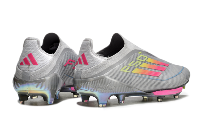 Men's Adidas F50+ Lightstrike Elite Laceless FG Football Boots - Grey/Pink/Yellow