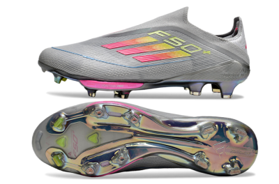 Men's Adidas F50+ Lightstrike Elite Laceless FG Football Boots - Grey/Pink/Yellow