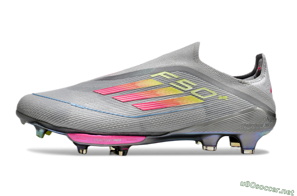 Men's Adidas F50+ Lightstrike Elite Laceless FG Football Boots - Grey/Pink/Yellow 0