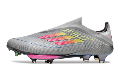 Men's Adidas F50+ Lightstrike Elite Laceless FG Football Boots - Grey/Pink/Yellow