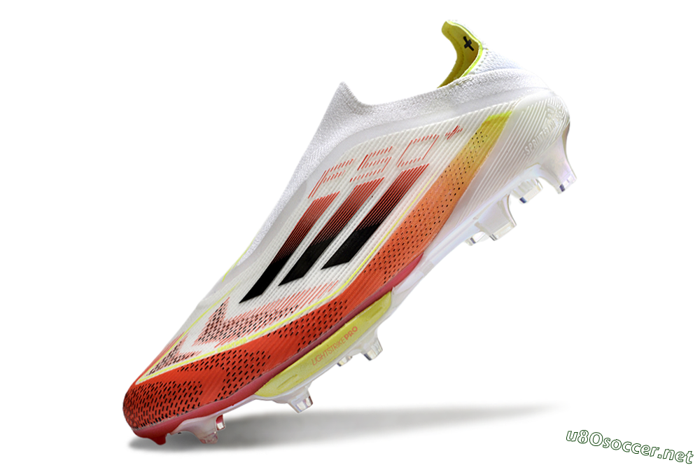 Men's Adidas F50+ Lightstrike Elite Laceless FG Football Boots - Red/White/Yellow 5