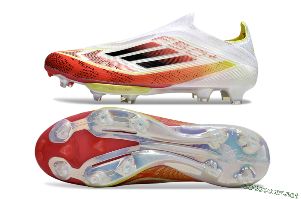 Men's Adidas F50+ Lightstrike Elite Laceless FG Football Boots - Red/White/Yellow 1