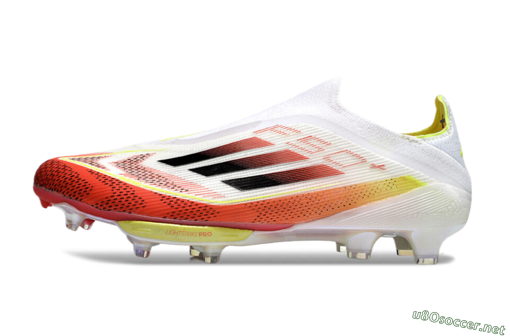 Men's Adidas F50+ Lightstrike Elite Laceless FG Football Boots - Red/White/Yellow 0