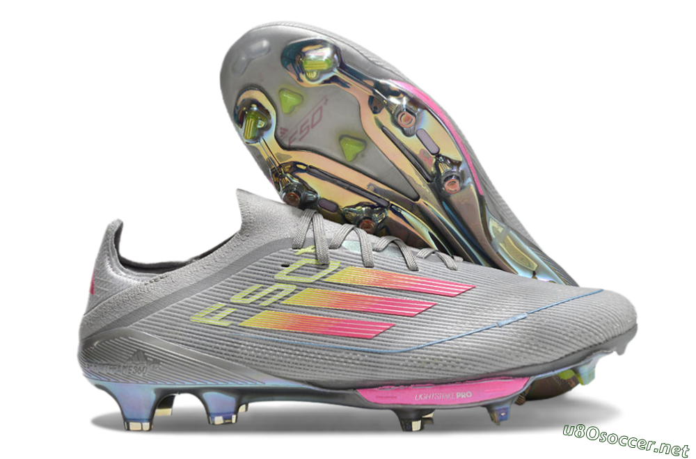Men's Adidas F50+ Lightstrike Elite FG Football Boots - Grey/Pink/Yellow 2
