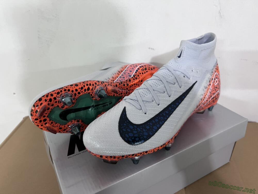 Men's Nike Air Zoom Mercurial Superfly 10 Elite SG Football Boots - Grey/Black/Leopard