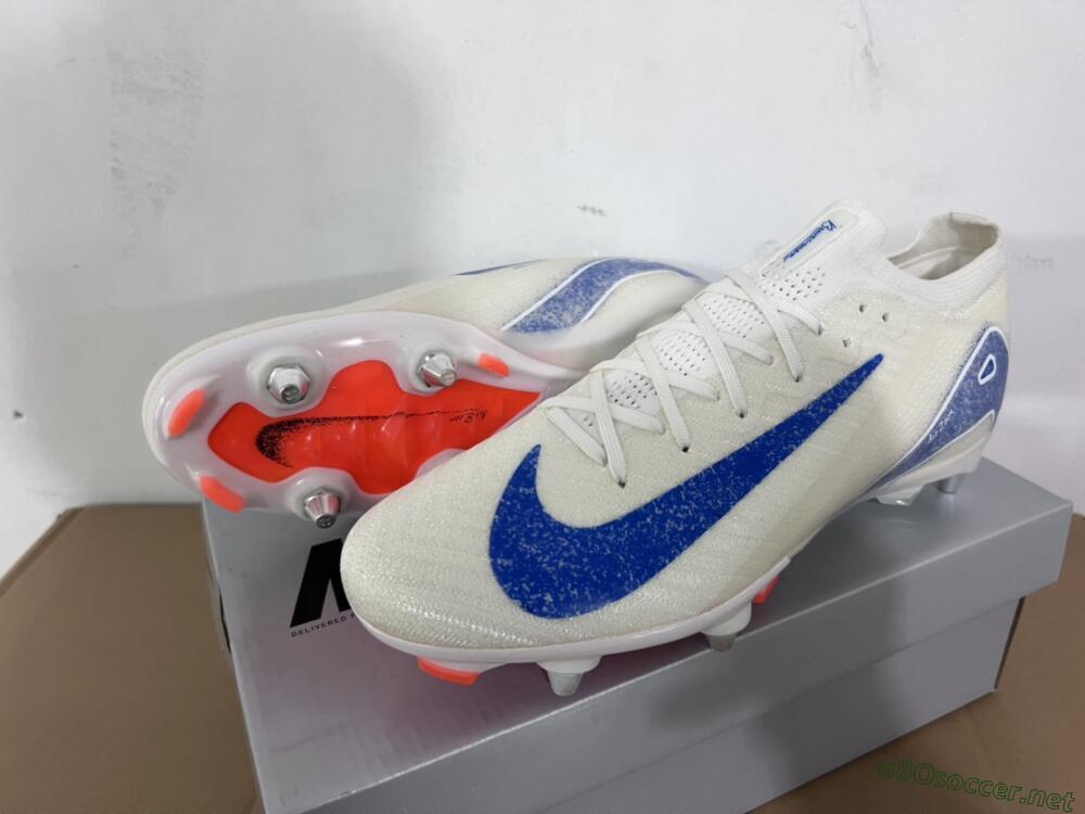 Men's Nike Air Zoom Mercurial Vapor 16 Elite SG Football Boots - Beige/Blue/White
