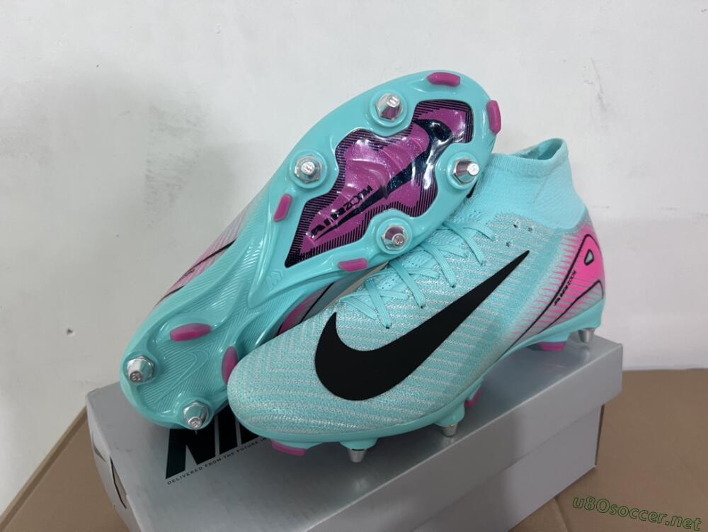 Men's Nike Air Zoom Mercurial Superfly 10 Elite SG Football Boots - Jade/Black/Pink