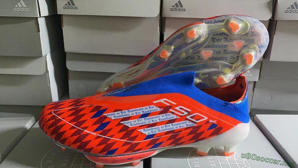 Men's Adidas F50+ Lightstrike Elite Laceless FG Football Boots - Red/Blue/White