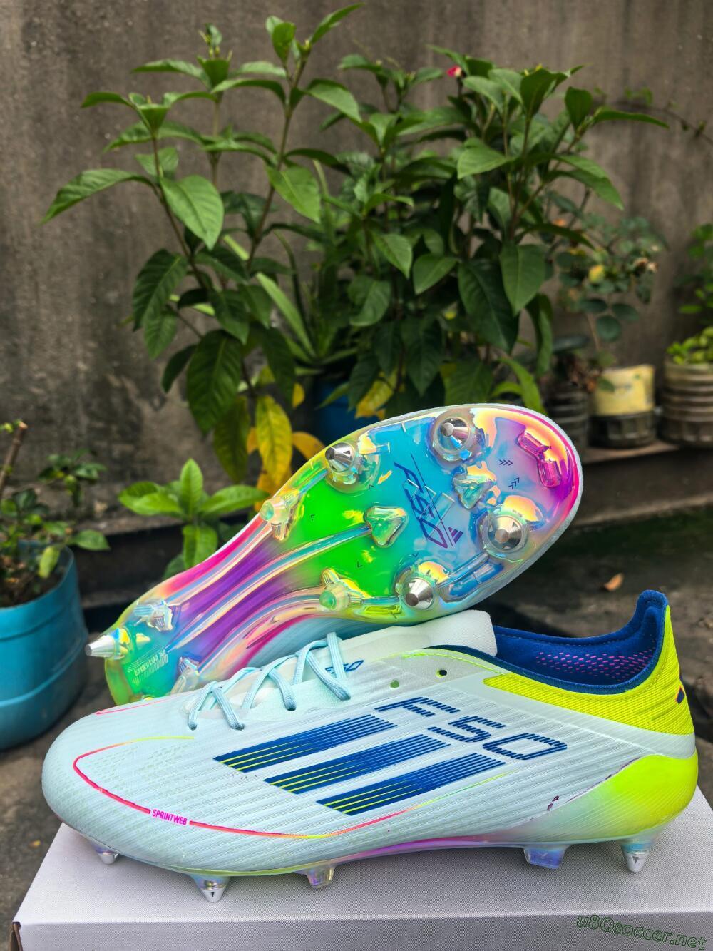 Men's Adidas F50 Elite SG Football Boots - Jade/Yellow/Pink/Gold