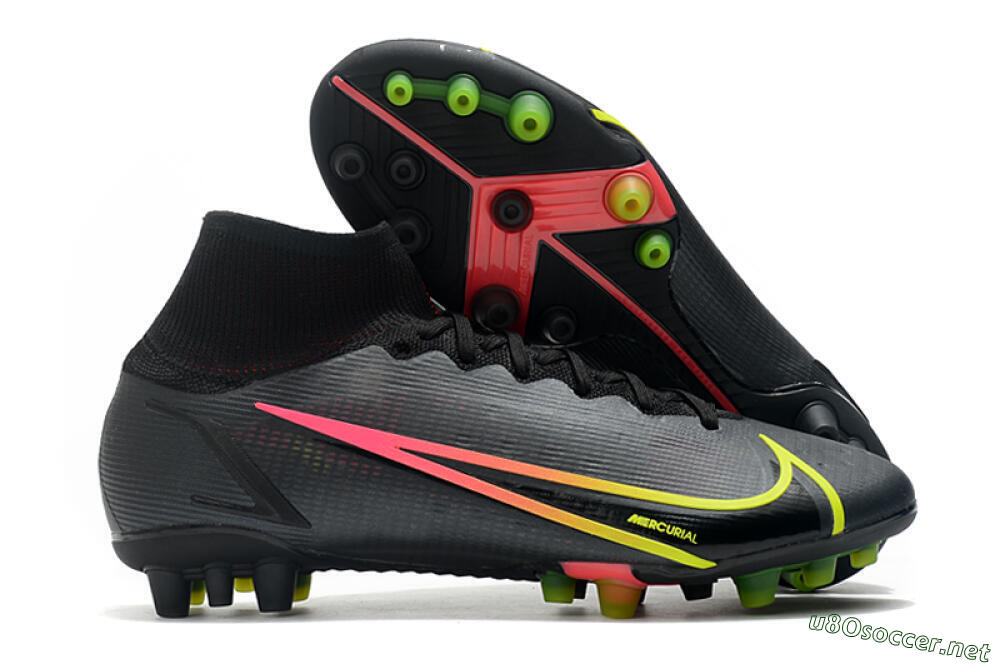Men's Nike Mercurial Superfly 8 Elite AG Football Boots - Black/Yellow/Pink 2