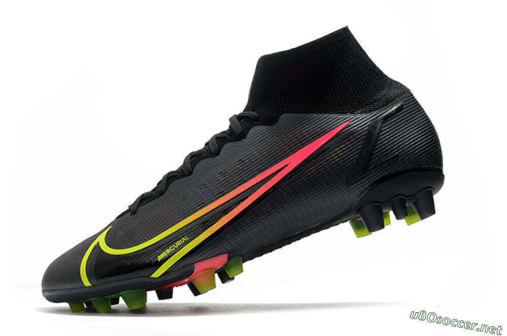Men's Nike Mercurial Superfly 8 Elite AG Football Boots - Black/Yellow/Pink 5