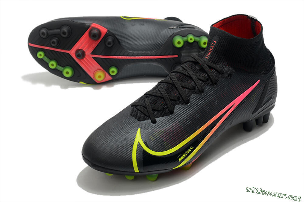 Men's Nike Mercurial Superfly 8 Elite AG Football Boots - Black/Yellow/Pink 3