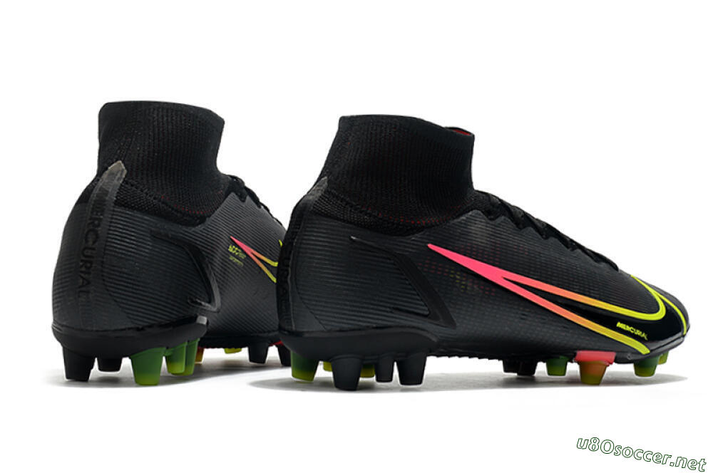 Men's Nike Mercurial Superfly 8 Elite AG Football Boots - Black/Yellow/Pink 6