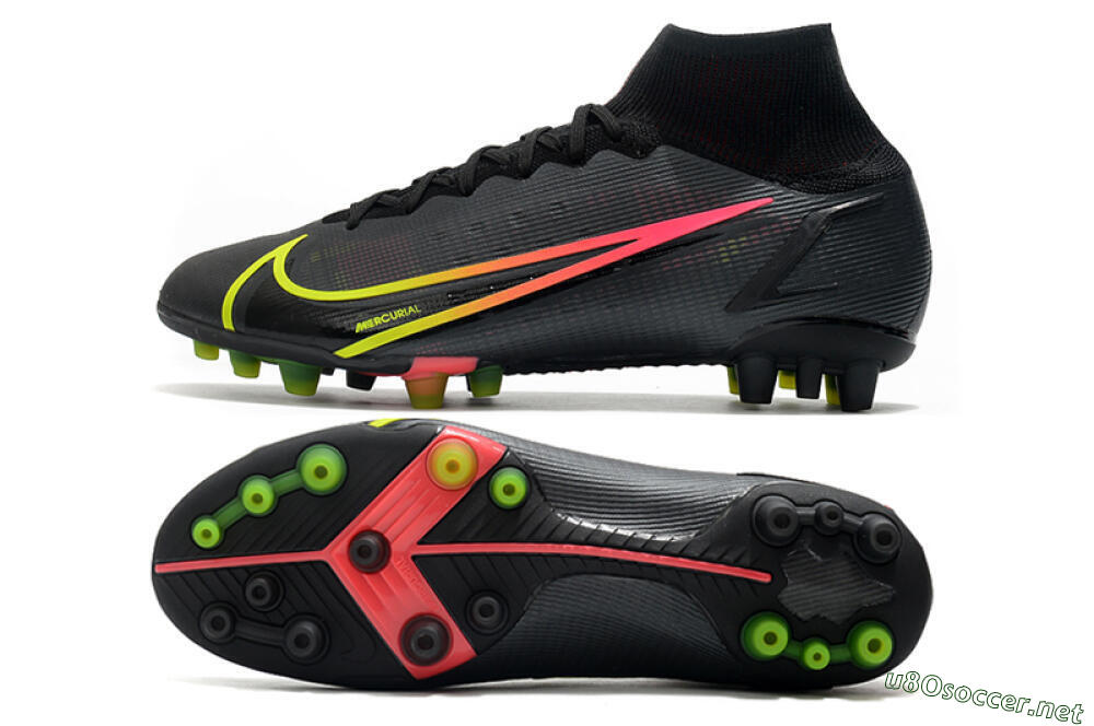 Men's Nike Mercurial Superfly 8 Elite AG Football Boots - Black/Yellow/Pink 1