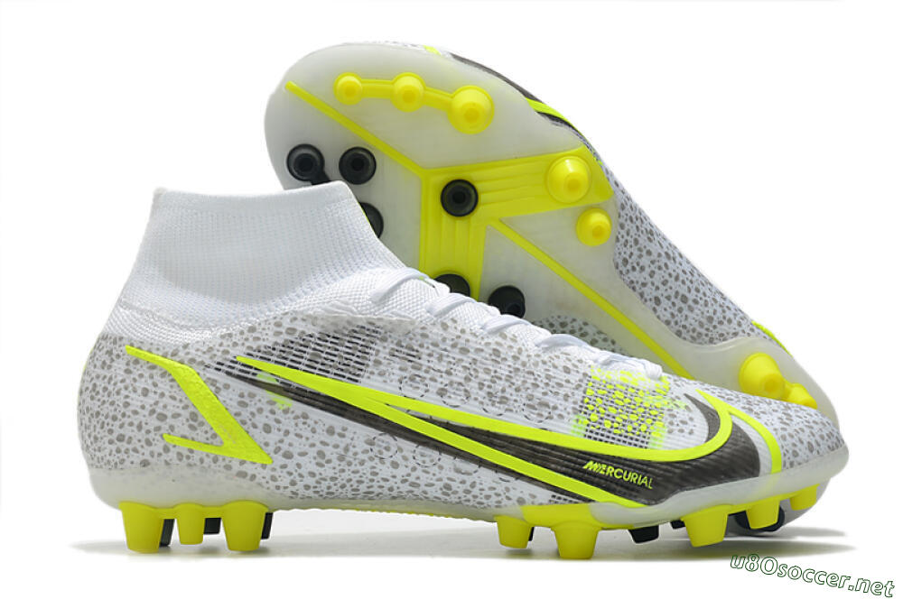 Men's Nike Mercurial Superfly 8 Elite AG Football Boots - White/Black/Yellow 2