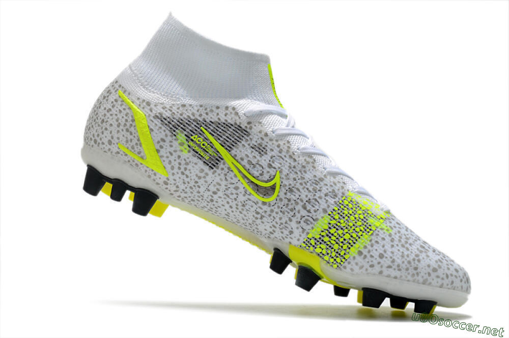 Men's Nike Mercurial Superfly 8 Elite AG Football Boots - White/Black/Yellow 4