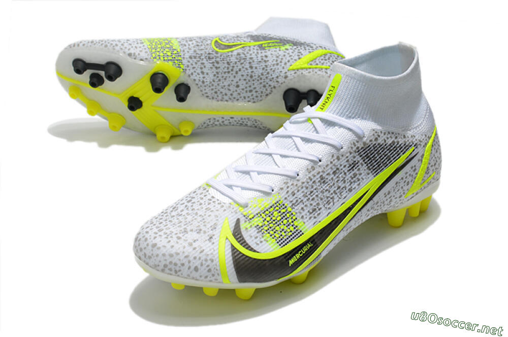 Men's Nike Mercurial Superfly 8 Elite AG Football Boots - White/Black/Yellow 3