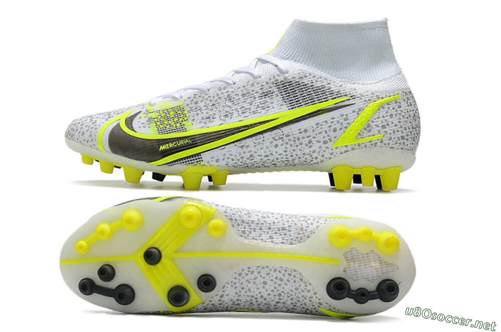 Men's Nike Mercurial Superfly 8 Elite AG Football Boots - White/Black/Yellow 1
