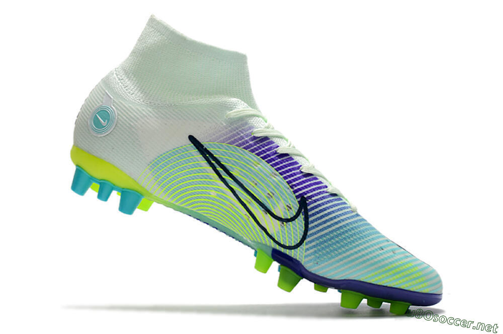 Men's Nike Mercurial Superfly 8 Elite AG Football Boots - Jade/Yellow/Blue 4