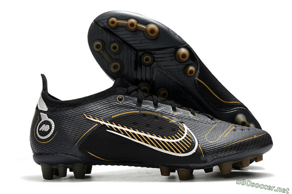 Men's Nike Mercurial Vapor 14 Elite AG Football Boots - Black/Gold/Silver 2