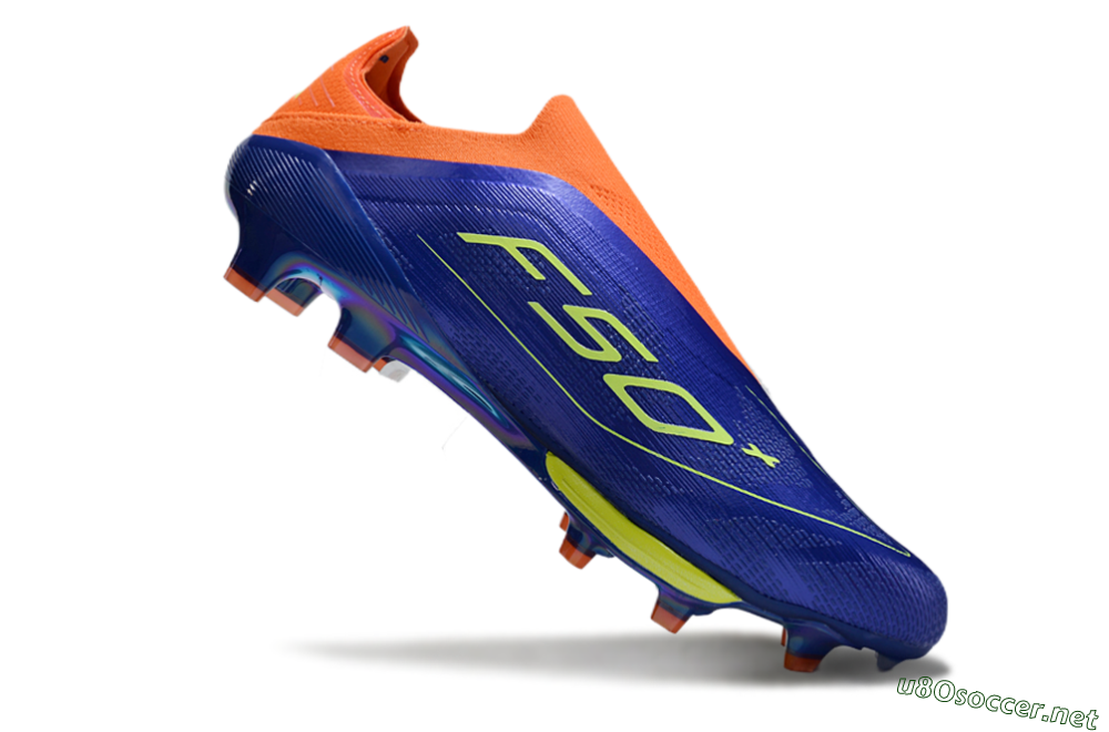 Men's Adidas F50+ Elite Lightstrike Pro Laceless FG Football Boots - Blue/Yellow/Orange 4