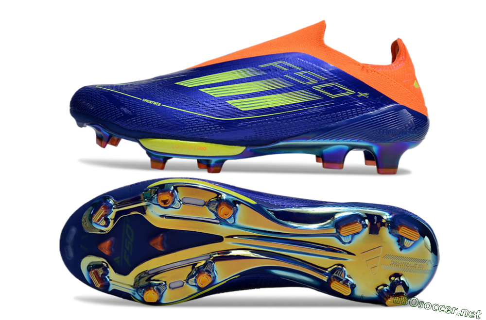 Men's Adidas F50+ Elite Lightstrike Pro Laceless FG Football Boots - Blue/Yellow/Orange 1