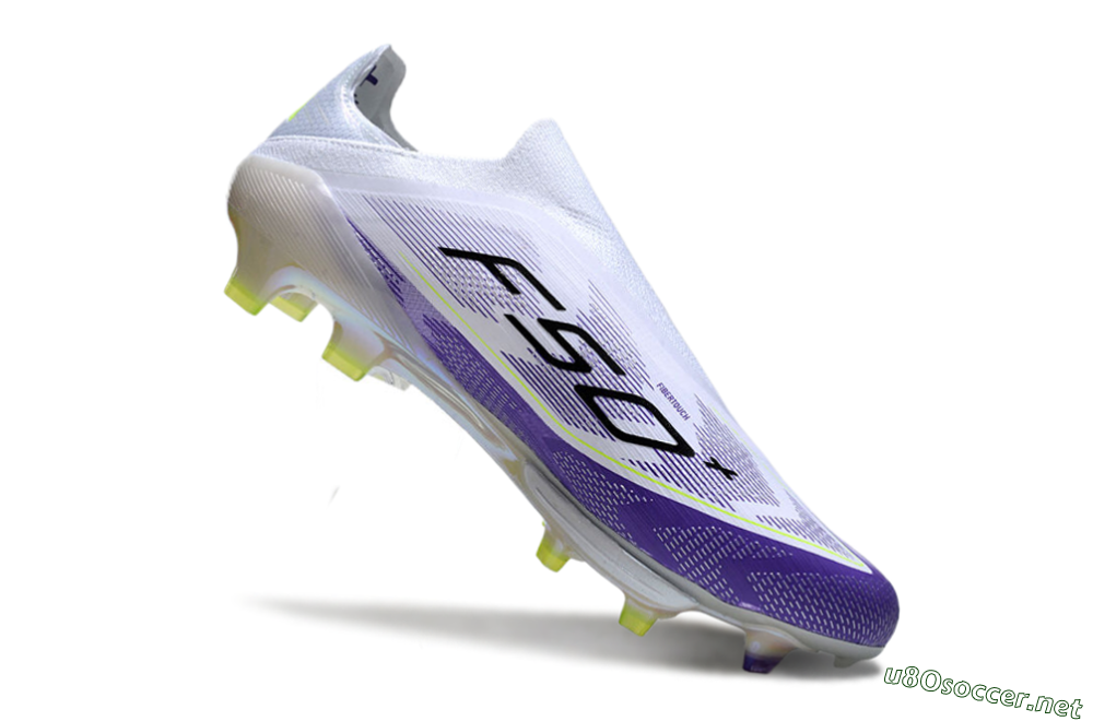 Men's Adidas F50+ Elite Lightstrike Pro Laceless FG Football Boots - White/Purple/Black 4