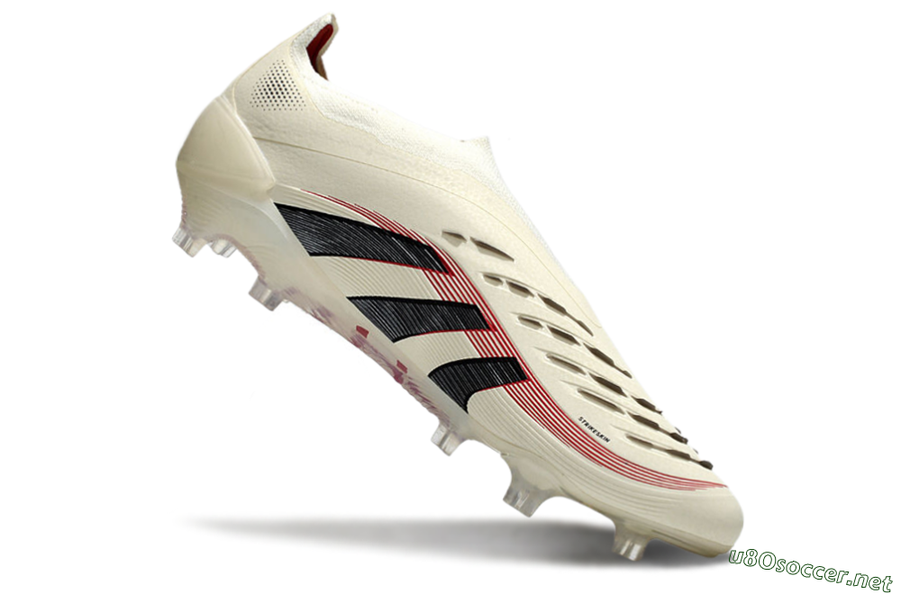 Unisex Adidas Predator Elite Laceless FG Football Boots - Beige/Red/Black 4