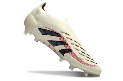 Unisex Adidas Predator Elite Laceless FG Football Boots - Beige/Red/Black