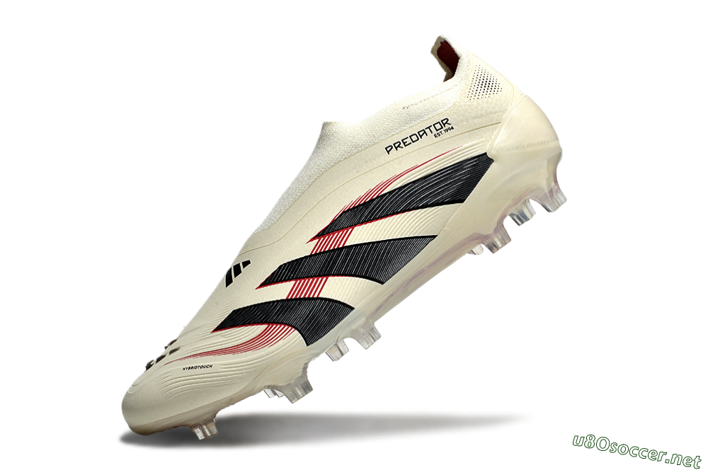 Unisex Adidas Predator Elite Laceless FG Football Boots - Beige/Red/Black 5