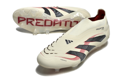 Unisex Adidas Predator Elite Laceless FG Football Boots - Beige/Red/Black