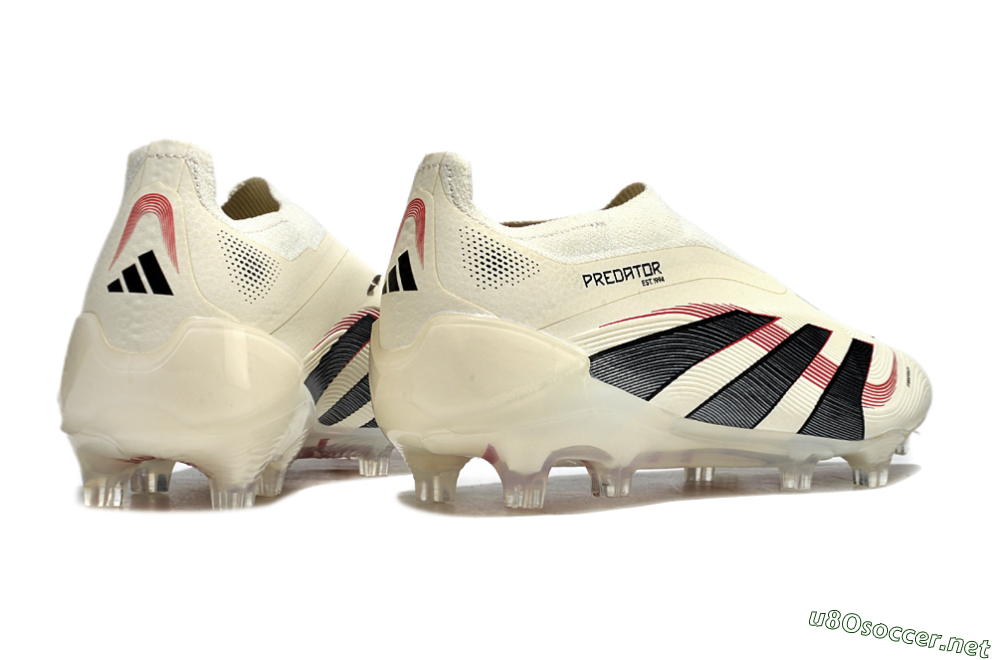 Unisex Adidas Predator Elite Laceless FG Football Boots - Beige/Red/Black 6