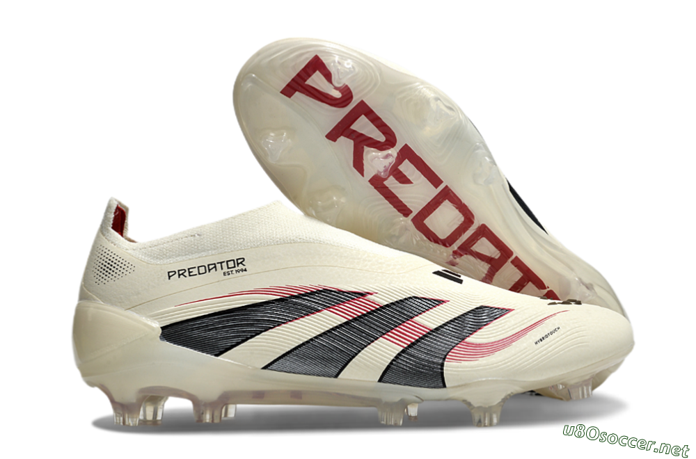 Unisex Adidas Predator Elite Laceless FG Football Boots - Beige/Red/Black 2