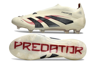 Unisex Adidas Predator Elite Laceless FG Football Boots - Beige/Red/Black