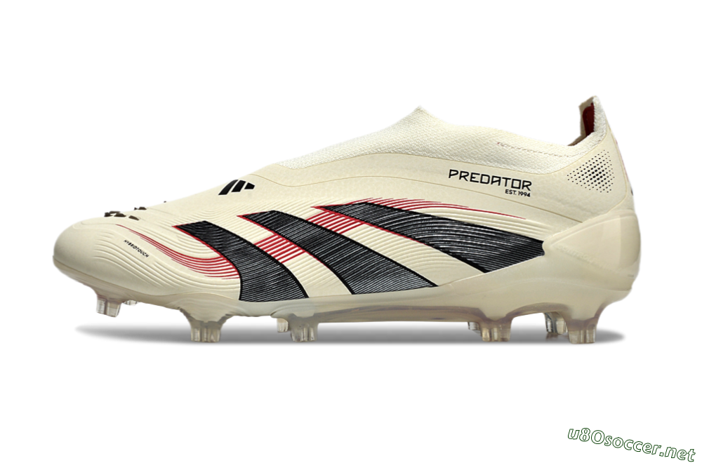 Unisex Adidas Predator Elite Laceless FG Football Boots - Beige/Red/Black 0