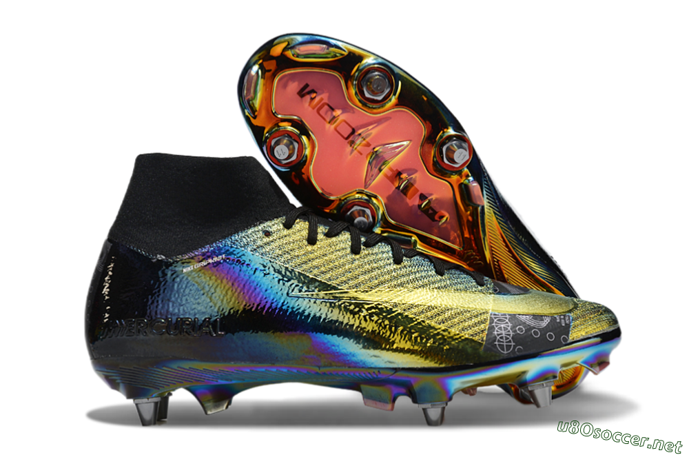 Men's Nike Air Zoom Mercurial Superfly 10 Elite SG Football Boots - Gold/Black/Blue 2