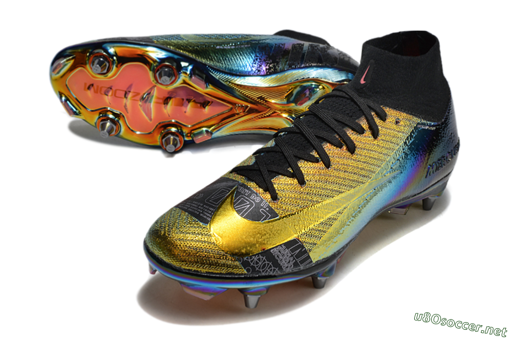Men's Nike Air Zoom Mercurial Superfly 10 Elite SG Football Boots - Gold/Black/Blue 3