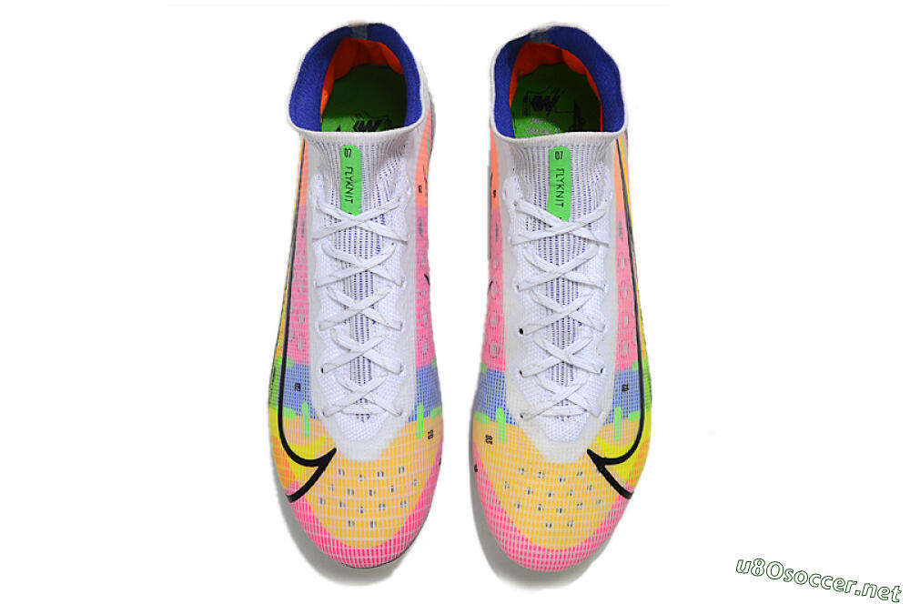 Unisex Nike Mercurial Superfly 8 Elite AG Football Boots - White/Pink/Blue/Yellow 4