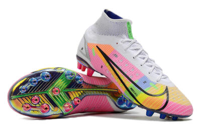 Unisex Nike Mercurial Superfly 8 Elite AG Football Boots - White/Pink/Blue/Yellow