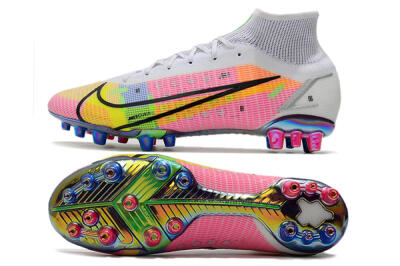 Unisex Nike Mercurial Superfly 8 Elite AG Football Boots - White/Pink/Blue/Yellow