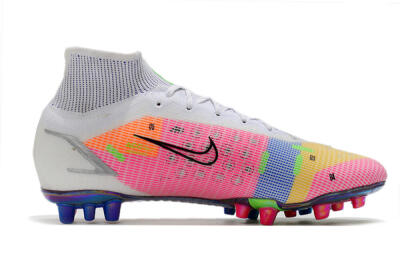 Unisex Nike Mercurial Superfly 8 Elite AG Football Boots - White/Pink/Blue/Yellow