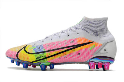 Unisex Nike Mercurial Superfly 8 Elite AG Football Boots - White/Pink/Blue/Yellow