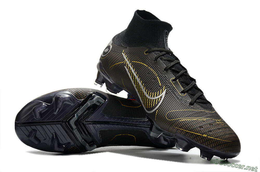 Unisex Nike Mercurial Superfly 8 Elite FG Football Boots - Black/Gold/Silver 3