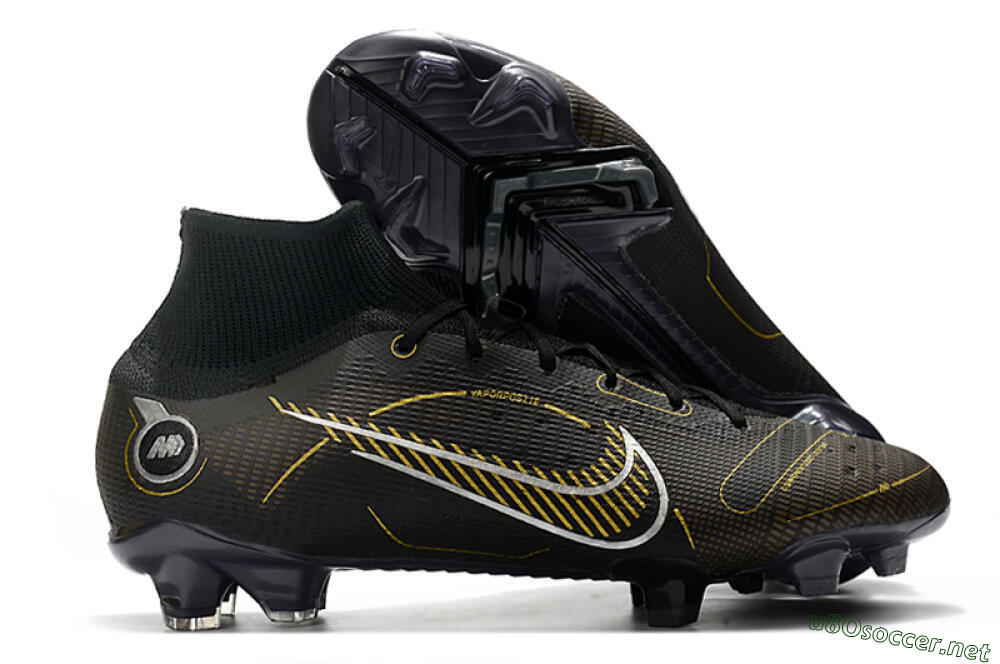 Unisex Nike Mercurial Superfly 8 Elite FG Football Boots - Black/Gold/Silver 2