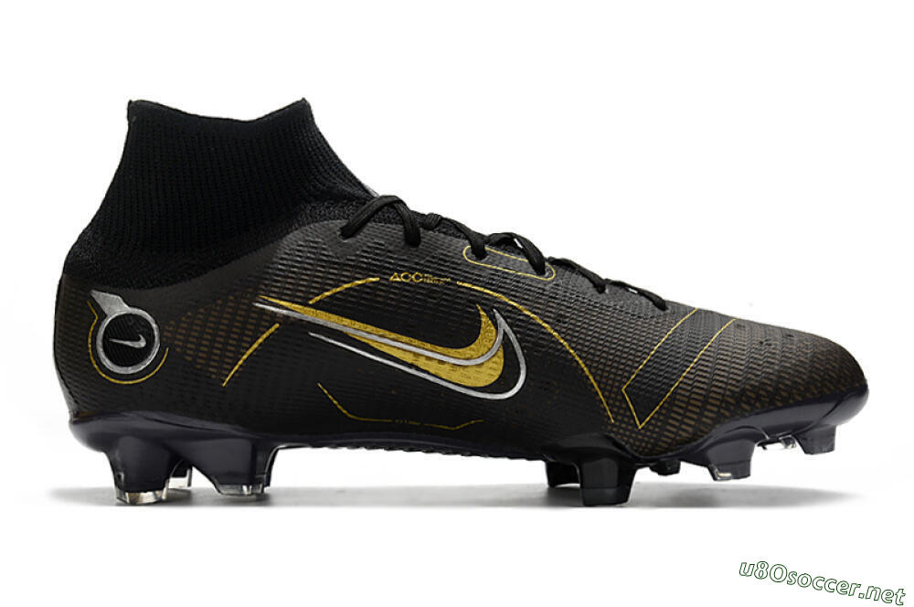 Unisex Nike Mercurial Superfly 8 Elite FG Football Boots - Black/Gold/Silver 7