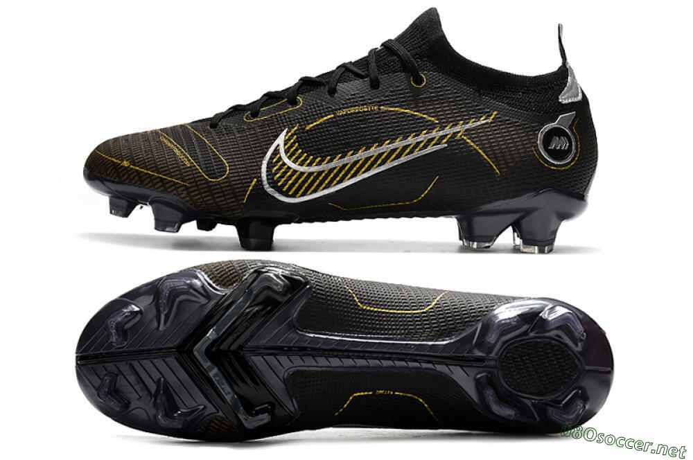 Unisex ike Mercurial Vapor 14 Elite FG Football Boots - Black/Gold/Silver 1
