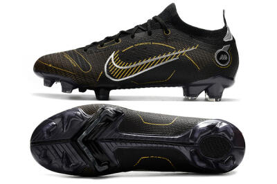 Unisex ike Mercurial Vapor 14 Elite FG Football Boots - Black/Gold/Silver