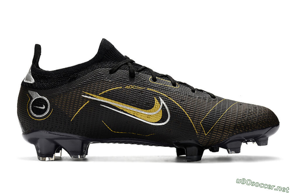 Unisex ike Mercurial Vapor 14 Elite FG Football Boots - Black/Gold/Silver 7