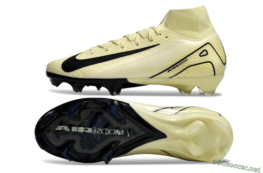 Unisex Nike Air Zoom Mercurial Superfly 10 Elite FG Football Boots - Beige/Black/Yellow 1